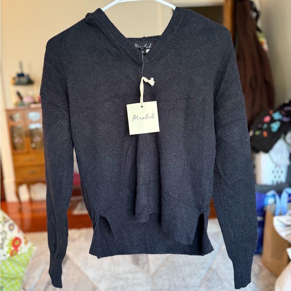 NWT Marbled hooded sweatshirt / XS / black